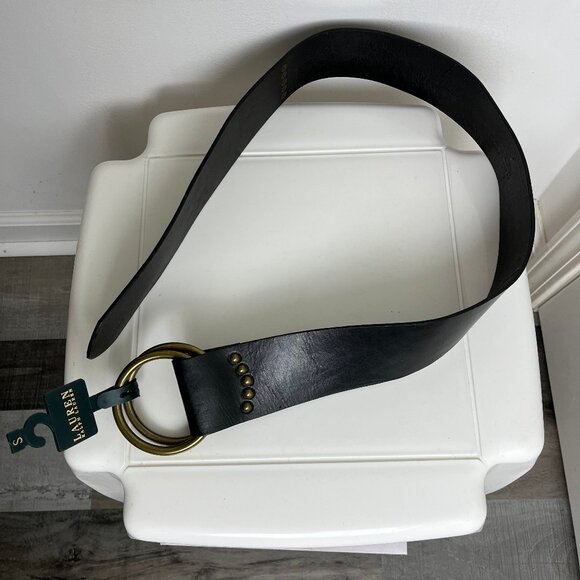 Lauren Ralph Lauren Womens Genuine Leather Black Double O Ring Belt S main image 9